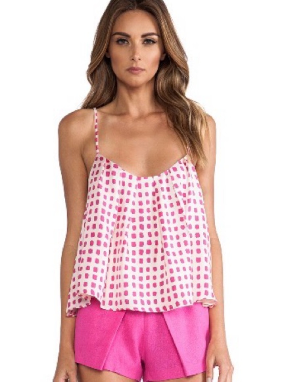 Harlyn Strappy Tank in Hot Pink Dot